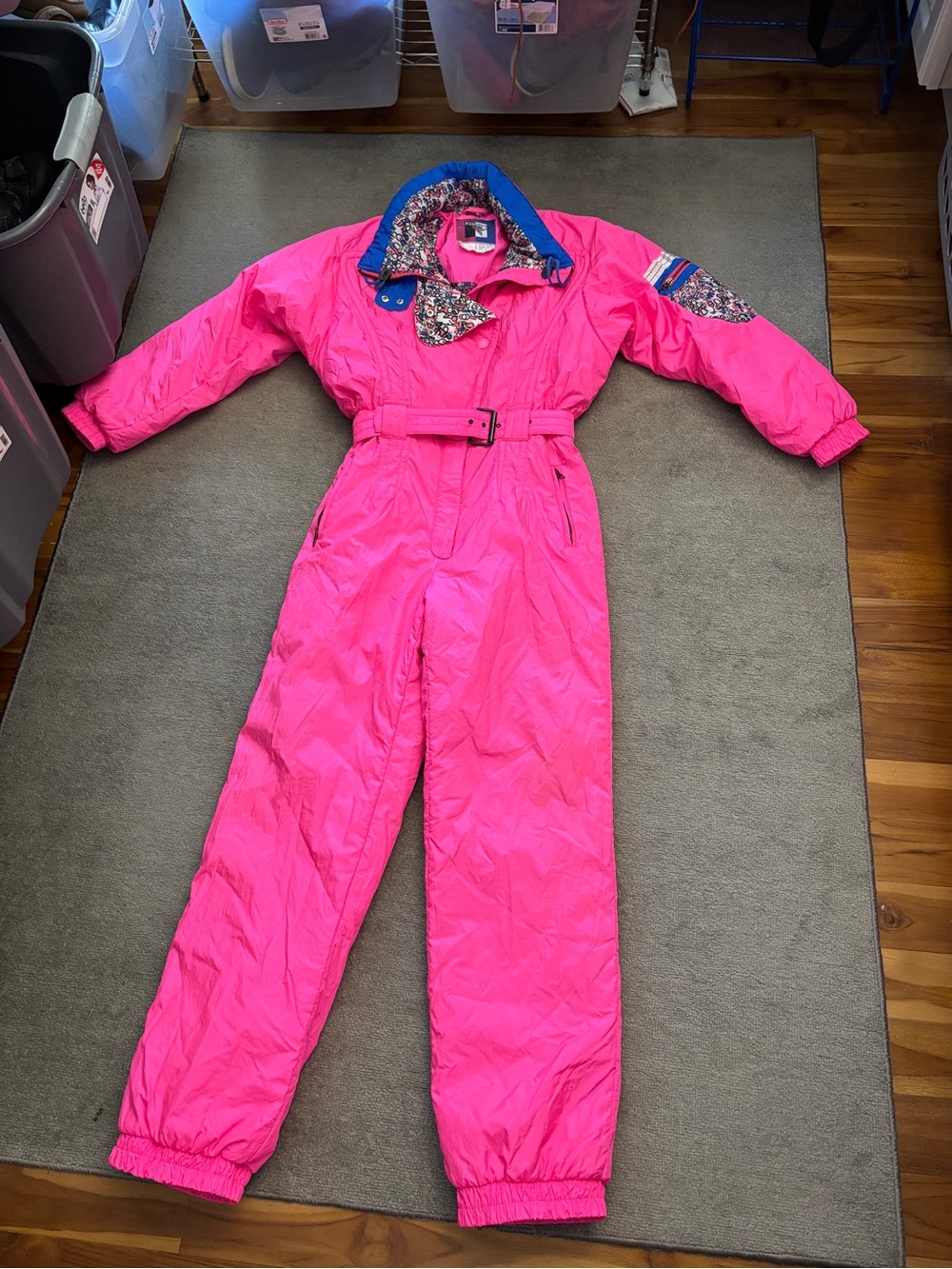 Kaelin Ski Suit One Piece Snowsuit Bright Pink Vintage 90’s 1990s Retro Ski